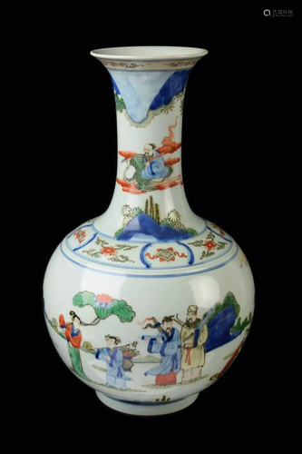 [Chinese] A Penta-Colour (Wu-cai) Porcelain Vase with