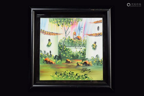 A Framed Mexican Ceramic Tile Painting 