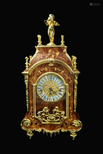 [Italian] A French Boulle Style Inlaid Mantel Clock