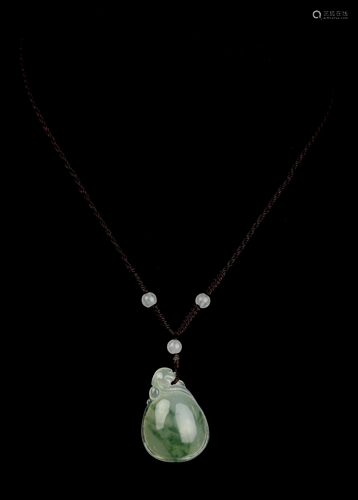 Natrual Translucent with Green Floss Jadeite Round Ruyi