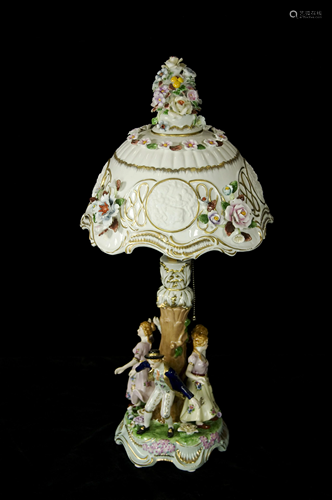 Continental Porcelain Figurine Lamp 