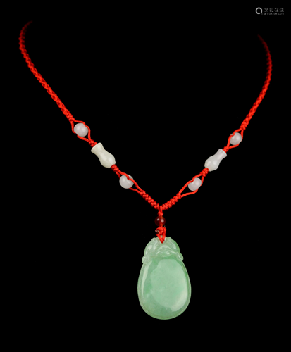 Natrual Jadeite Round Ruyi Pendant Necklace