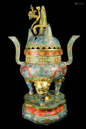 [Chinese] A Cloisonne Mountain Style Incense Burner