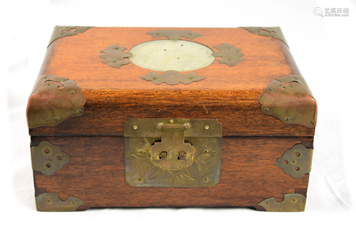 19th Century Wooden Jewelry Boxes Studded with Brass