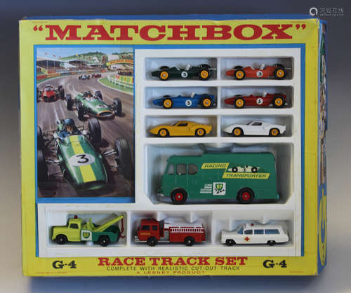 A Matchbox G-4 Race Track Set, comprising two Lotus racing c...