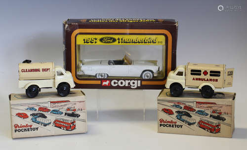 A Corgi 50's Classics 1957 Ford Thunderbird, a Brimtoy Pocke...