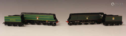 Two Hornby gauge OO West Country class locomotives and tende...