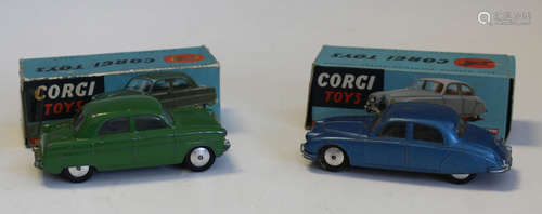 A Corgi Toys No. 208M Jaguar 2.4 litre saloon and a No. 200M...