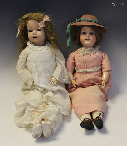 An Armand Marseille bisque head doll, impressed '390 A5M', w...