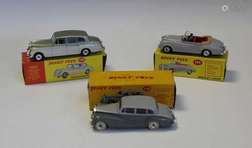 Three Dinky Toys cars, comprising a No. 150 Rolls-Royce Silv...