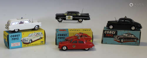 Four Corgi Toys emergency vehicles, comprising a No. 209 Ril...