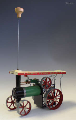 A Mamod TE1a live steam traction engine, boxed with steering...