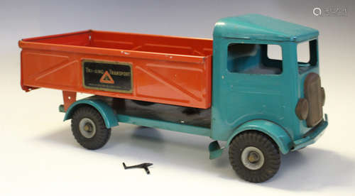 A Tri-ang pressed steel tipper lorry, length 47cm (some pain...