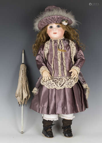 A French J. Steiner socket bisque head doll, impressed, impr...