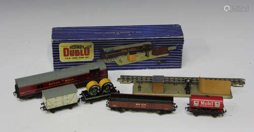 A collection of Hornby Dublo three-rail goods rolling stock,...