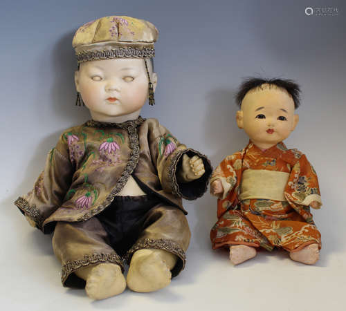 An Armand Marseille bisque head Oriental boy doll, impressed...