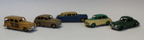 Eleven Dinky Toys cars, including a No. 40E Standard Vanguar...