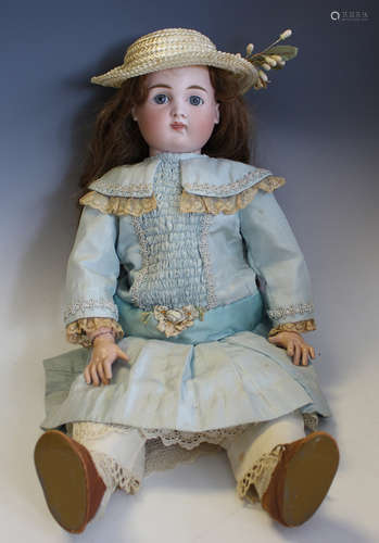 A Jumeau type bisque head doll, impressed '15', with later b...