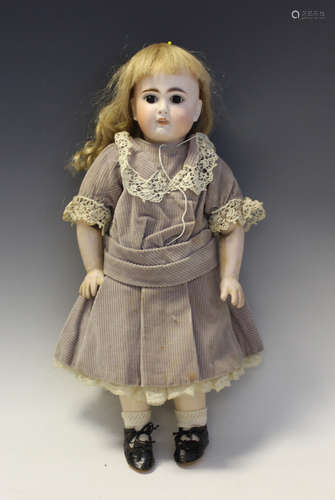 A bisque 'dome' head doll, impressed '137 9', with later blo...