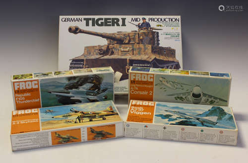 A small collection of plastic model kits, comprising Airfix ...