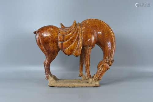 Tri colored glazed pottery horse