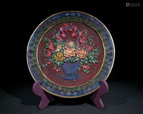 Lacquer carving appreciation plate with painted lacquer ware