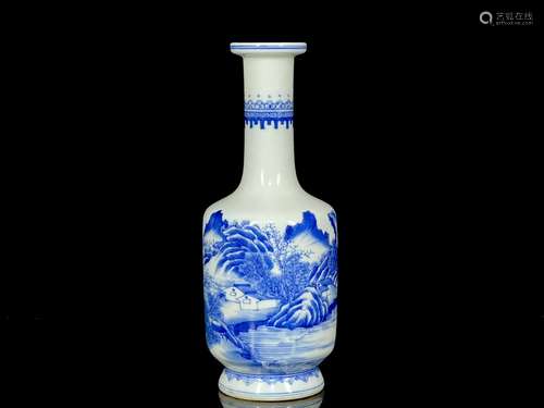 Qing Kangxi blue and white landscape pattern appreciation bo...