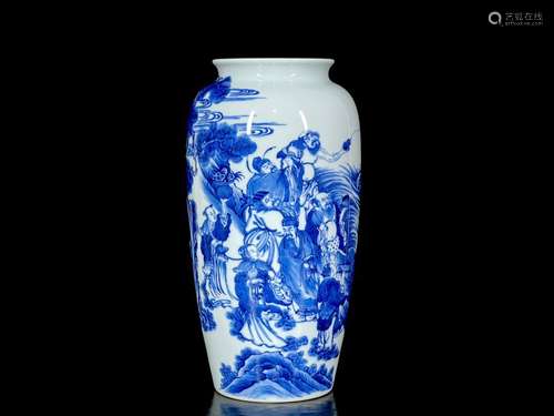 Qing Yongzheng blue and white eight immortals figure pattern...