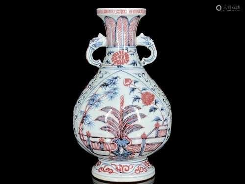 Minghong Wuqing underglaze red banana pattern appreciation b...