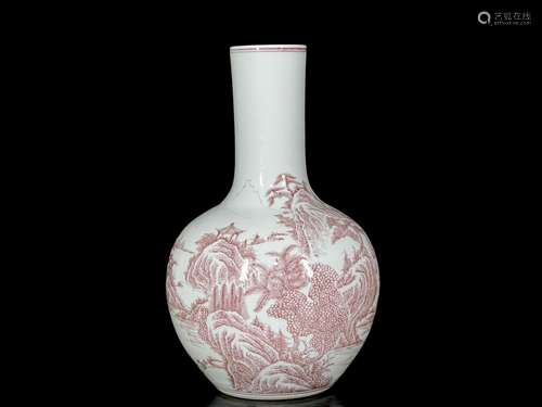 Qing Yongzheng underglaze red landscape pattern celestial bo...