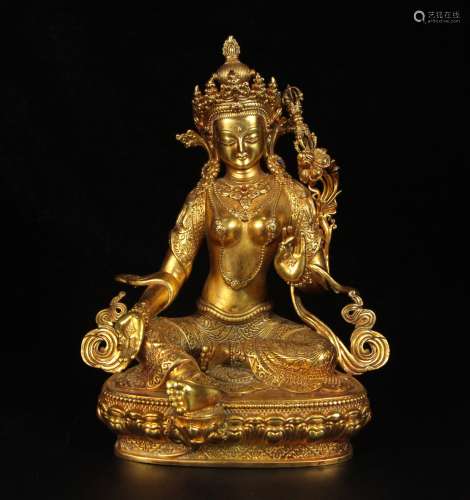 Bronze gilded and gem inlaid Buddha statues of the Tang Dyna...