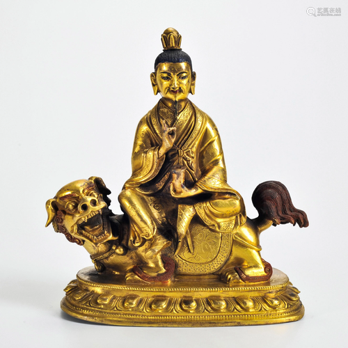 A Gilt Bronze Seated Immortal Qing Dynasty