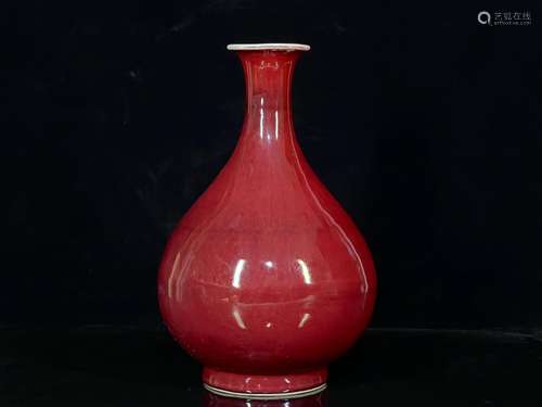 Mingji red blue and white flower bird pattern jade pot sprin...