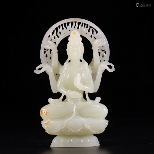A Chinese Carved Jade Figure of Buddha