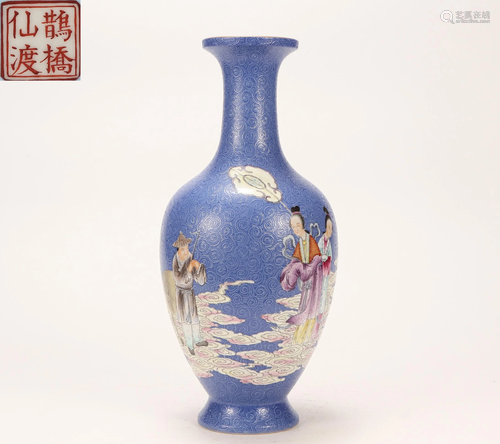 A Famille Rose Figural Vase Qing Dynasty