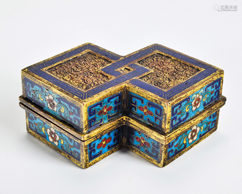 A Cloisonne Enamel Lozenge Box Qing Dynasty