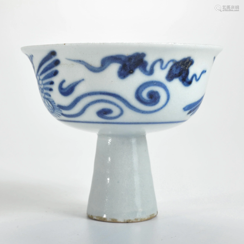 A Blue and White Steam Cup Yuan Dynasty