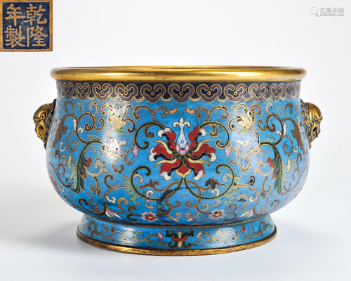 A Cloisonne Enamel Bombe Censer Qing Dynasty