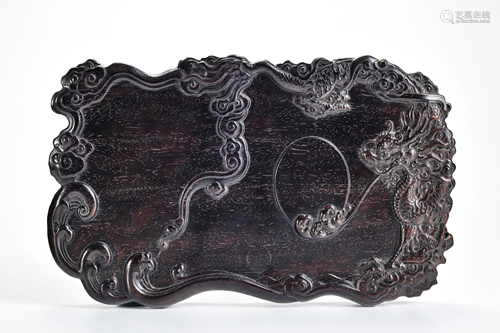 A Carved Rosewood Ink Stand Qing Dynasty