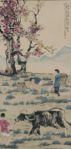 A Chinese Scroll Painting By Xu Beihong