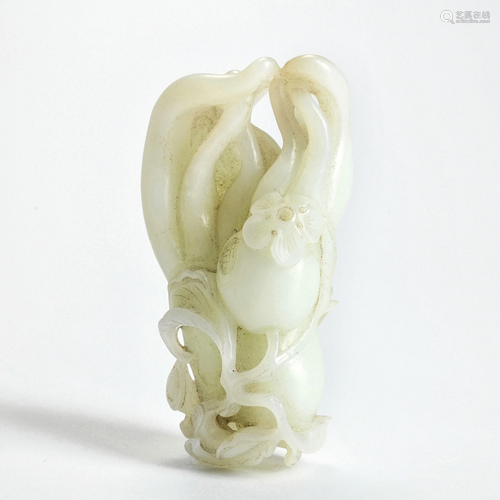 A Carved White Jade Fingered Citron Qing Dynasty