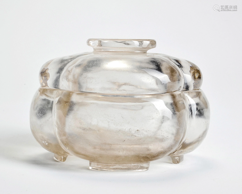 A Carved Crystal Container Qing Dynasty