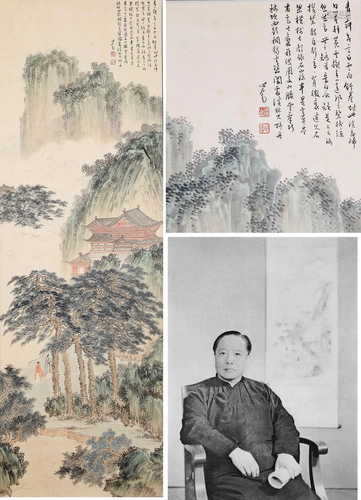 A Chinese Pavilion Hanging-scroll Republic Period