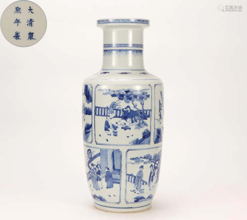 A Blue and White Mallet Vase Qing Dynasty