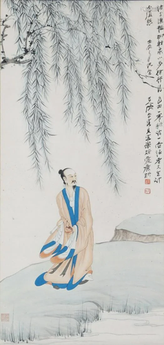 A Chinese Scroll Painting By Zhang Daqian