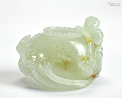 A Carved White Jade Water-pot Qing Dynasty