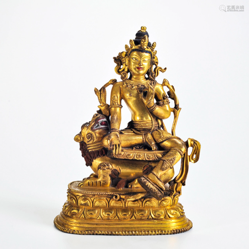 A Tibetan Gilt Bronze Manjusri Qing Dynasty