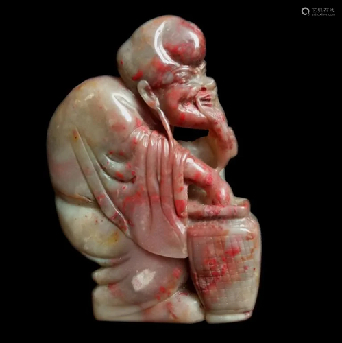 Qing Dynasty Chicken Blood Stone Longevity God