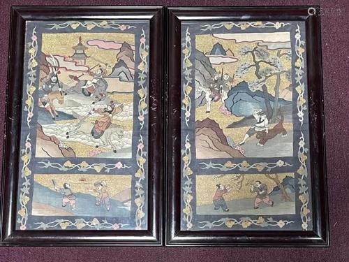 Lot of 2 Framed Kesi Paintings