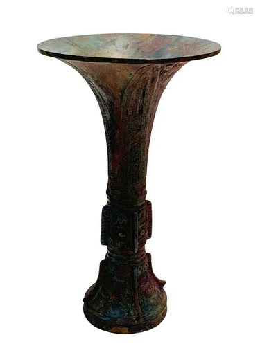 Old Bronze Hua Gu Vase